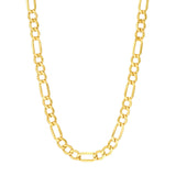 14K Gold 6.40MM Hollow Diamond Cut Figaro Chain Necklace