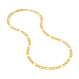 14K Gold 6.40MM Hollow Diamond Cut Figaro Chain Necklace