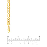 14K Gold 6.40MM Hollow Diamond Cut Figaro Chain Necklace