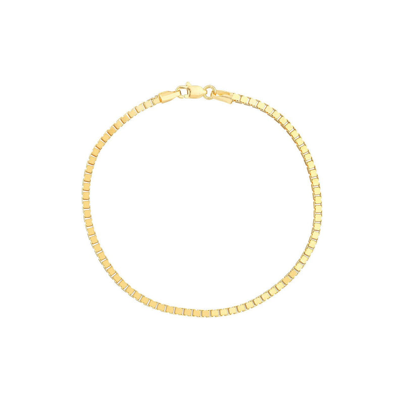 14K Gold 2MM Box Chain Bracelet