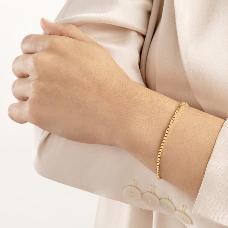 14K Gold 2MM Box Chain Bracelet