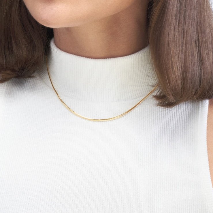 14K Gold 2.15MM Oval Snake Chain Necklace