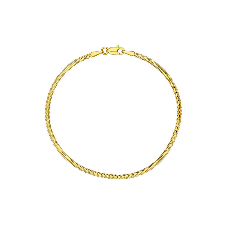 14K Gold 2.15MM Oval Snake Chain Bracelet