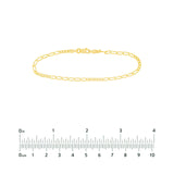 14K Gold 2.35MM 6-Linked Figaro Chain Bracelet