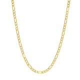 14K Gold 2.45MM Hollow Beveled Figaro Chain Necklace