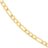 14K Gold 2.45MM Hollow Beveled Figaro Chain Necklace