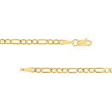 14K Gold 2.45MM Hollow Beveled Figaro Chain Necklace