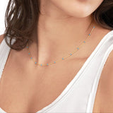 14K Gold Colored Enamel Bead Saturn Chain Necklace