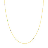 14K Gold Multi Color Enamel Bead Saturn Chain Necklace