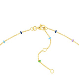 14K Gold Multi Color Enamel Bead Saturn Chain Necklace