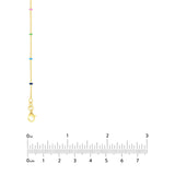 14K Gold Multi Color Enamel Bead Saturn Chain Necklace