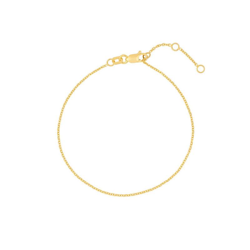 14K Gold 1MM Diamond Cut Cable Chain Bracelet