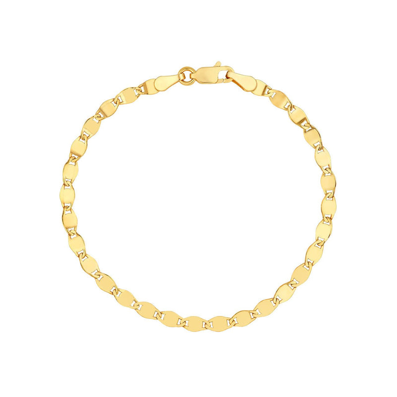 14K Gold 3.35MM Diamond Cut Valentino Chain Bracelet