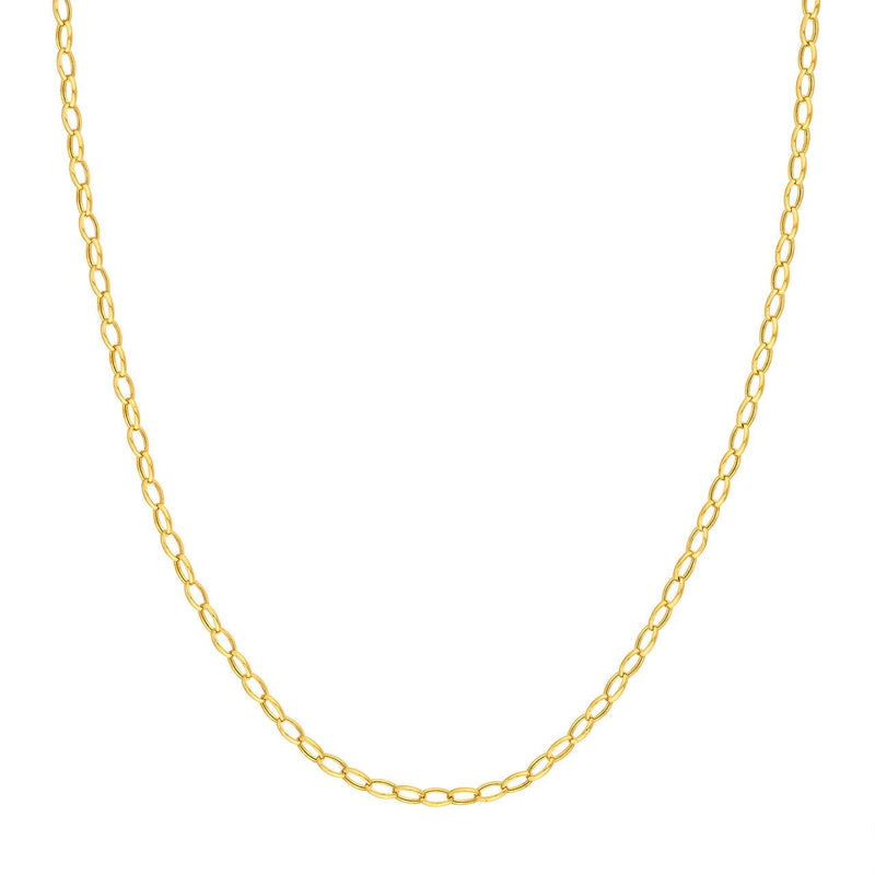 14K Gold 3.50MM Hollow Oval Rolo Chain Necklace