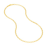14K Gold 3.50MM Hollow Oval Rolo Chain Necklace