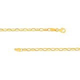 14K Gold 3.50MM Hollow Oval Rolo Chain Necklace