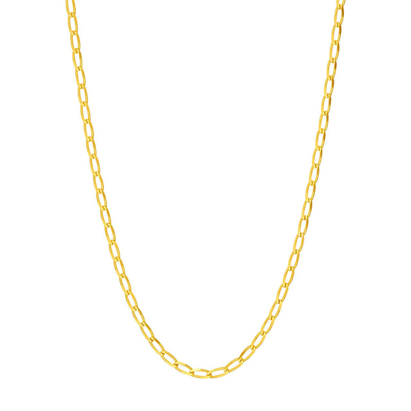 14K Gold 2.25MM Long Link Curb Chain Necklace