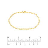 14K Gold 2.25MM Long Link Curb Chain Bracelet
