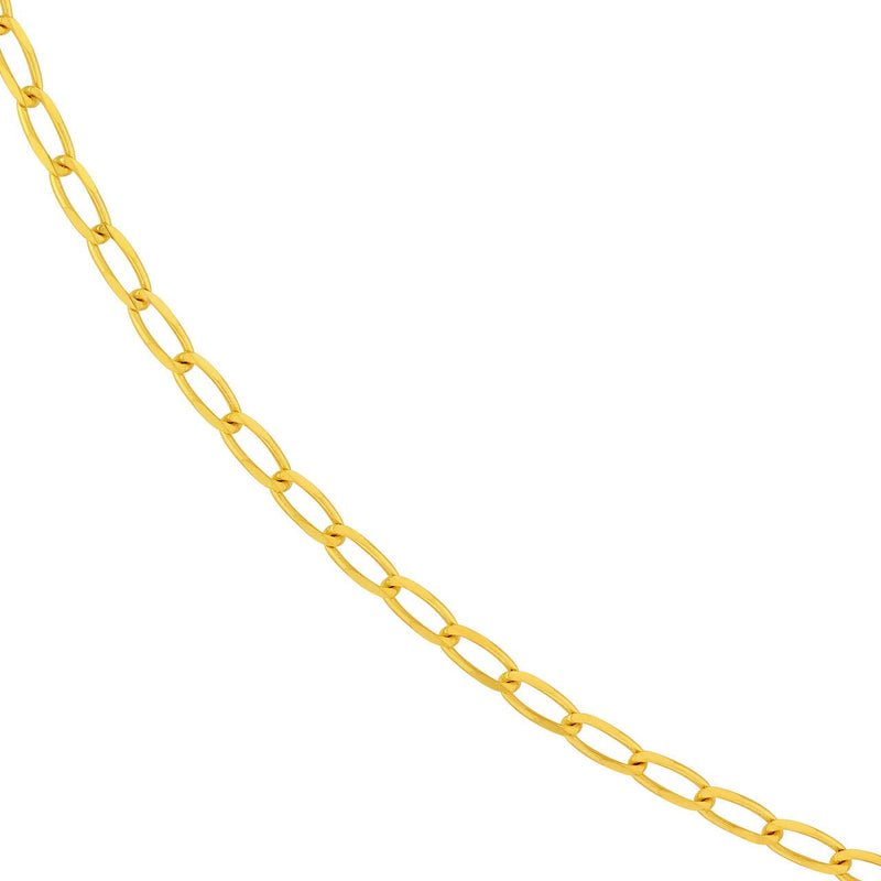14K Gold 2.25MM Long Link Curb Chain Necklace