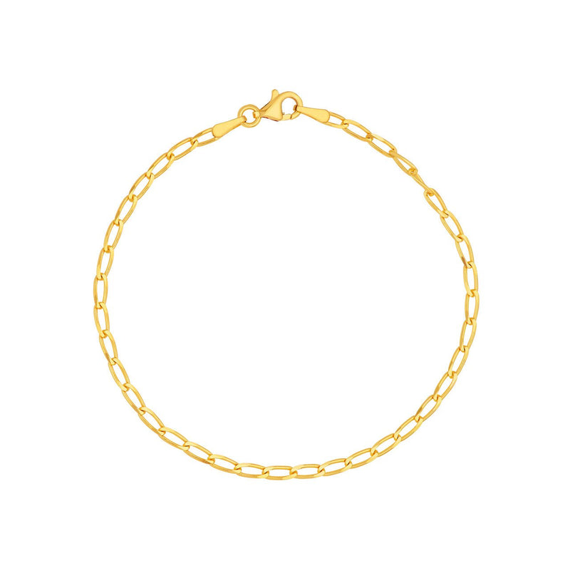 14K Gold 2.25MM Long Link Curb Chain Bracelet