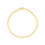 14K Gold 2.25MM Long Link Curb Chain Bracelet
