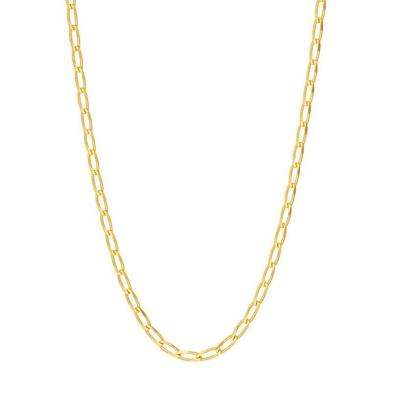 14K Gold 3MM Long Curb Chain Necklace
