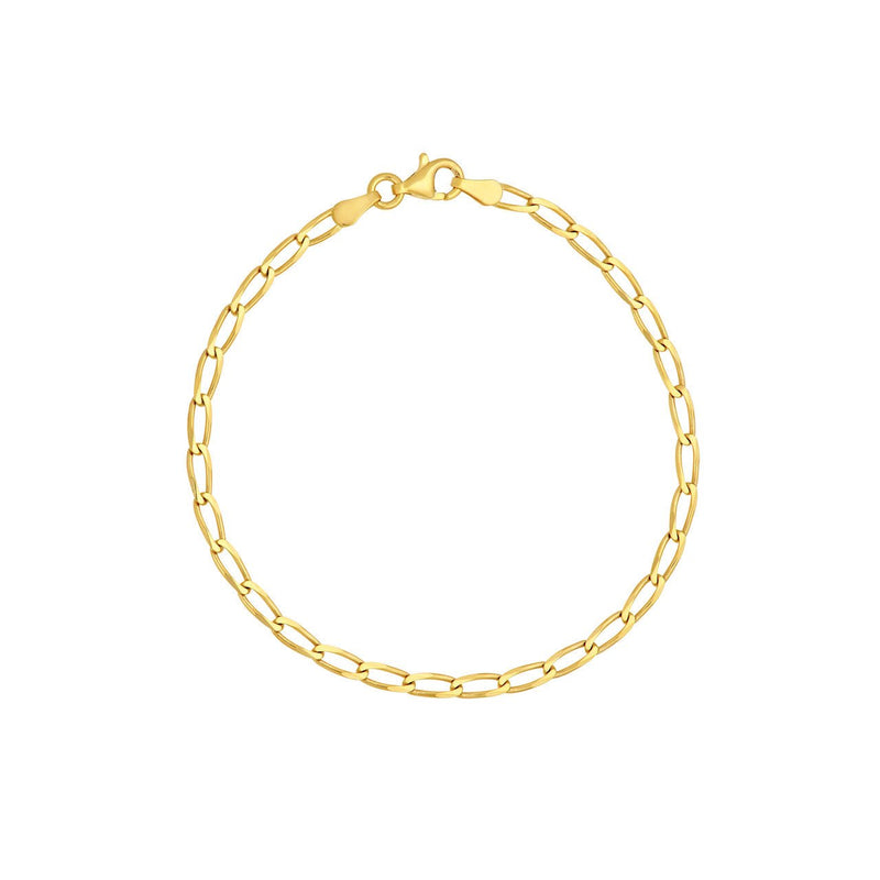 14K Gold 3MM Long Curb Chain Bracelet
