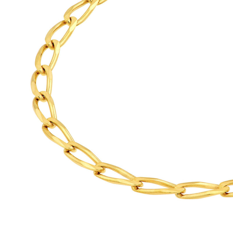 14K Gold 3MM Long Curb Chain Bracelet