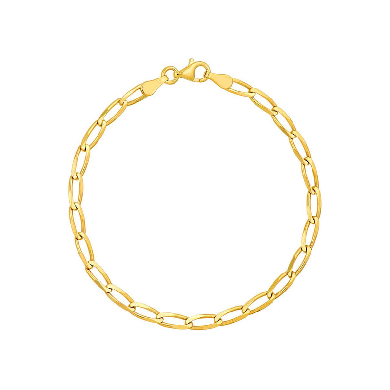 14K Gold 3.80MM Long Link Curb Chain Bracelet