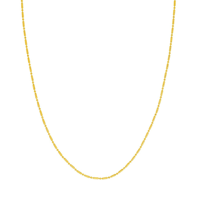 14K Gold 1.50MM Diamond Cut Bead and Bar Chain Necklace