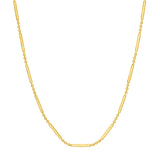 14K Gold 1.50MM Diamond Cut Bar and Bead 3+1 Chain Necklace