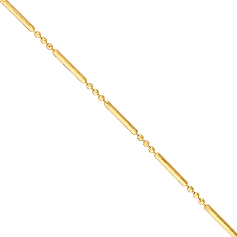 14K Gold 1.50MM Diamond Cut Bar and Bead 3+1 Chain Necklace