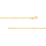 14K Gold 1.50MM Diamond Cut Bar and Bead 3+1 Chain Necklace