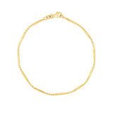 14K Gold 1.50MM Diamond Cut Bar and Bead 3+1 Chain Bracelet
