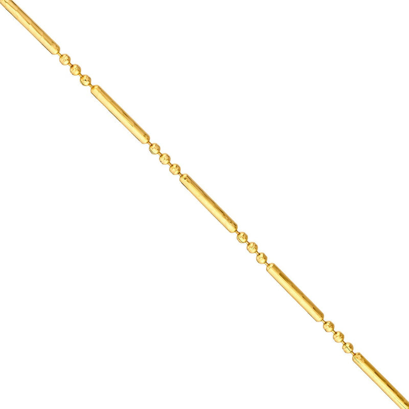 14K Gold 1.50MM Diamond Cut Bar and Bead 3+1 Chain Bracelet
