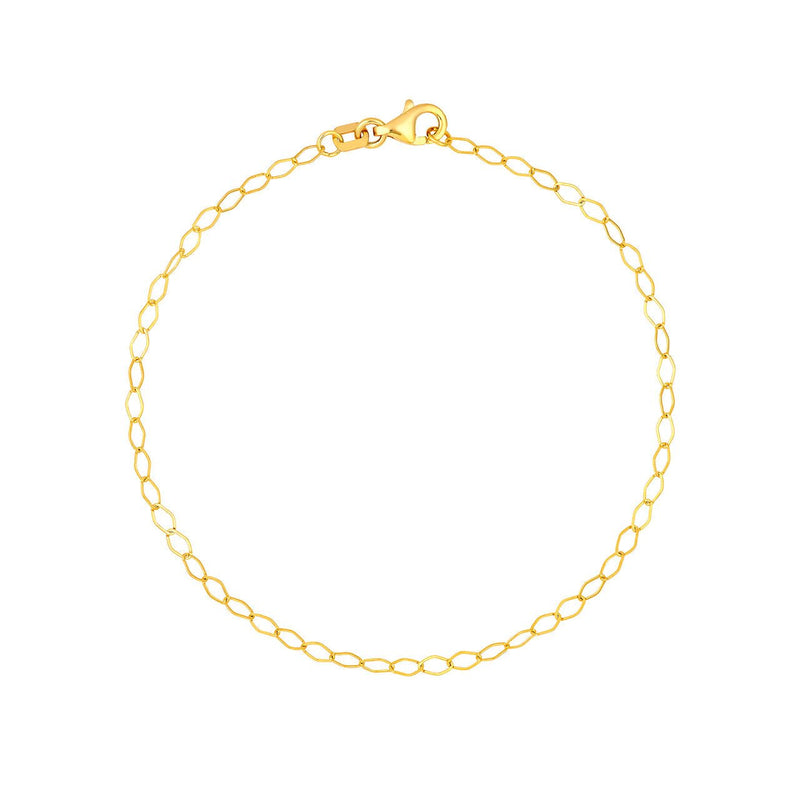 14K Gold 2.50MM Piatto Chain Bracelet