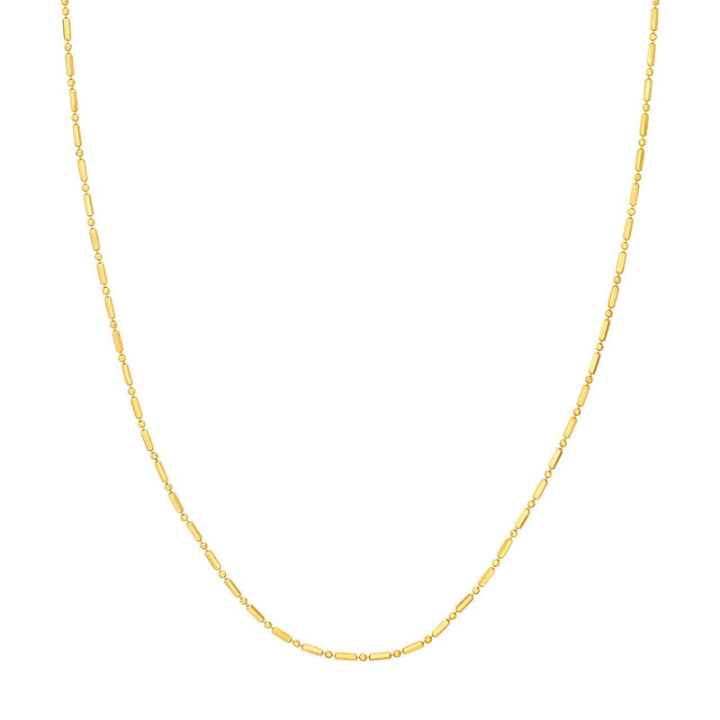 14K Gold 1.50MM Bar and Bead Chain Necklace
