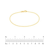 14K Gold 2.00MM Hammered Long Piatto Chain Bracelet