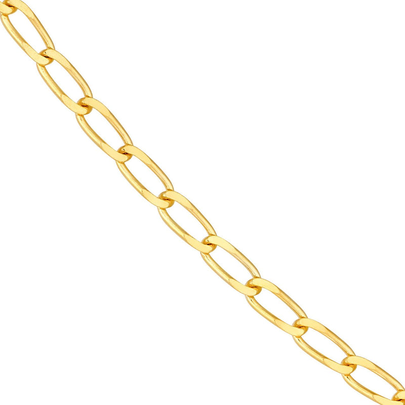 14K Gold 2.00MM Hammered Long Piatto Chain Necklace