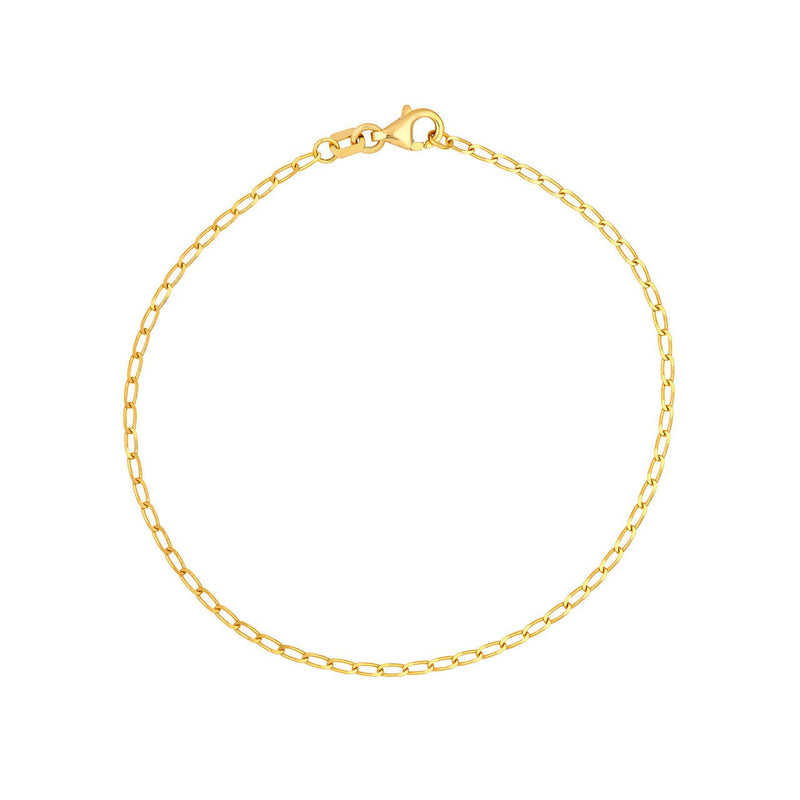 14K Gold 2.00MM Hammered Long Piatto Chain Bracelet