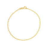 14K Gold 2.00MM Hammered Long Piatto Chain Bracelet