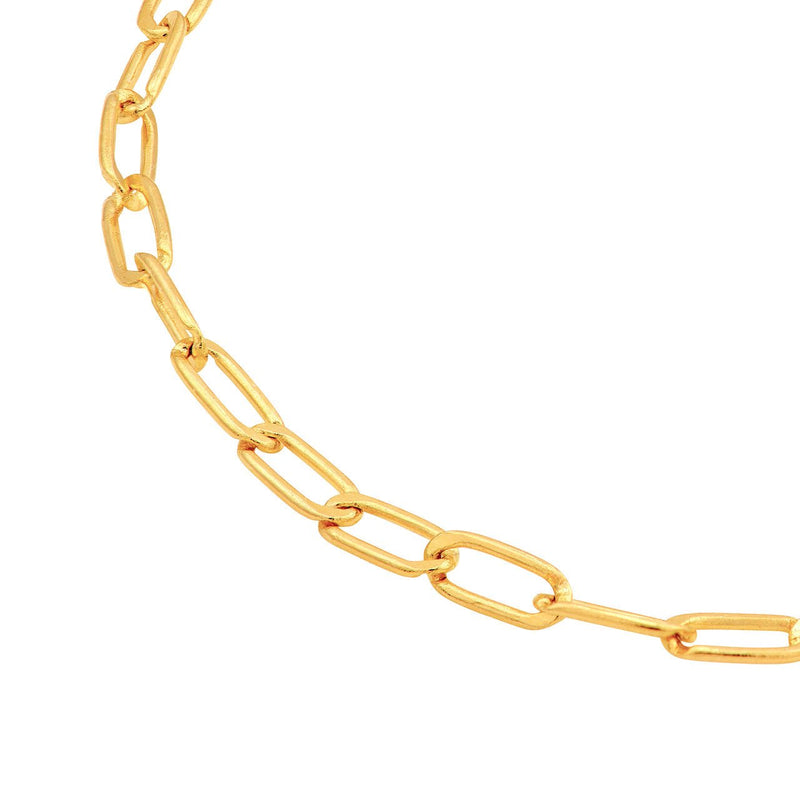 14K Gold 2.00MM Hammered Long Piatto Chain Bracelet