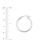 14K Gold 2MM x 25MM Diamond Cut Hoop Earrings