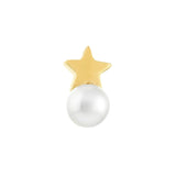 14K Gold Star and Pearl Screw Back Children's Earrings