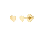 14K Gold Concave Heart Stud Earrings