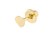 14K Gold Concave Heart Stud Earrings