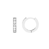14K Gold 10MM Channel Diamond Huggie Earrings