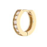 14K Gold 10MM Channel Diamond Huggie Earrings