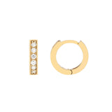 14K Gold 10MM Channel Diamond Huggie Earrings