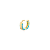 14K Gold Turquoise Prong Set Huggie Earrings
